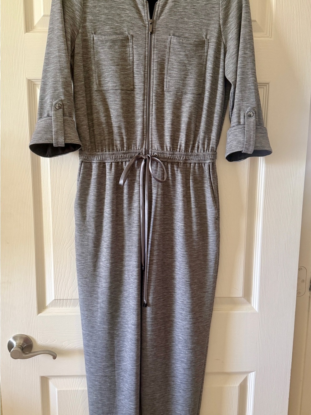 White House Black Market Gray Stretch Jumpsuit Size 4 NWOT